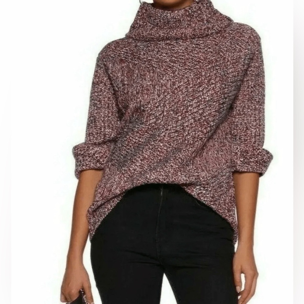 rag & bone Bry Scandigirl Chunky Marled Merino Wool Blend Mock Neck Sweater S